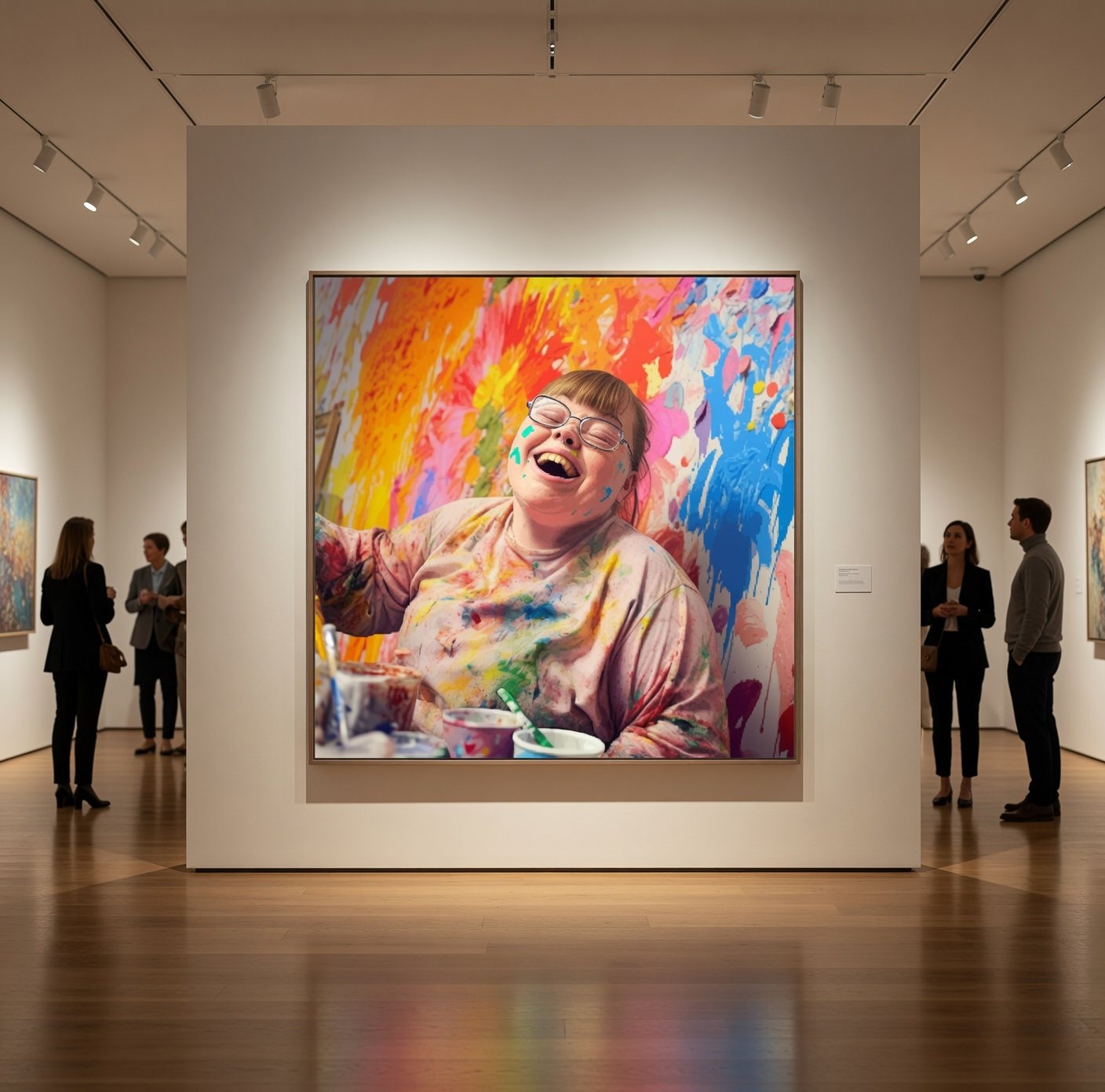 Œuvre de jeune artiste mise en scène dans une galerie
