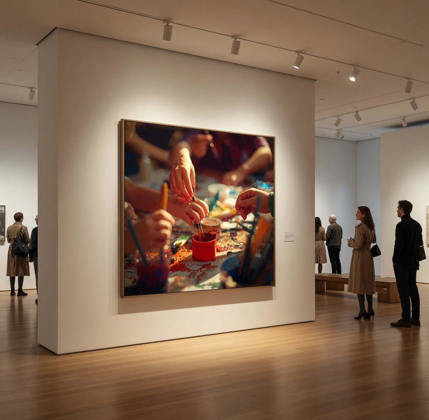 Mains d’enfants en création artistique exposées en galerie